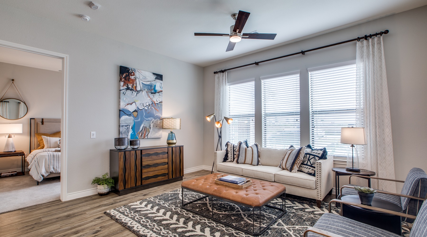 Open space living area with natural lighting