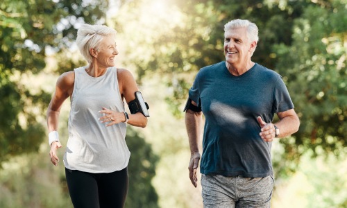 people running in a park
